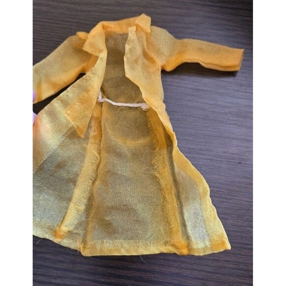 Vintage 70s? 80s?Barbie? Clone Mod? Sheer Yellow Coat Delicate Full Body Length - Picture 6 of 8